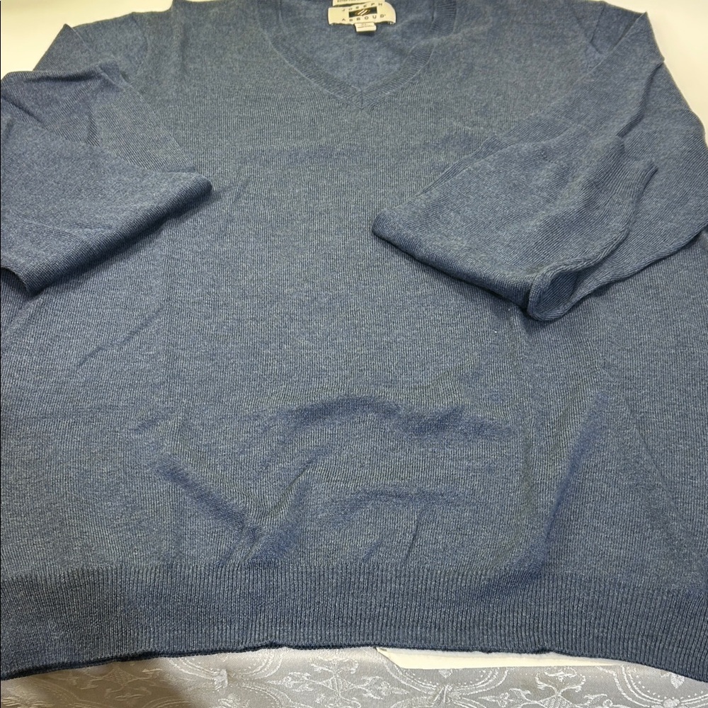 Joseph Abboud Heather Blue V-Neck Sweater - Picture 8 of 16